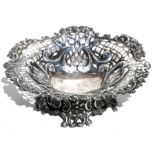 A Victorian pierced silver bonbon dish, London 1890 with makers mark for William Comyns, weight