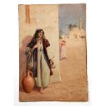 W F Reynolds (?) - Arabic Girl Standing next to an Olive Jar - indistinctly signed & dated '95 lower