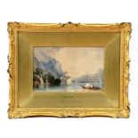 R Mulholland (b1828) - A Swiss Lake - watercolour, framed & glazed, from the Edward Harper