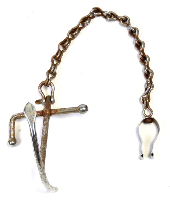 A small chrome plated Admiralty Anchor on a chain. 17cms (6.75ins) high - Image 2 of 2