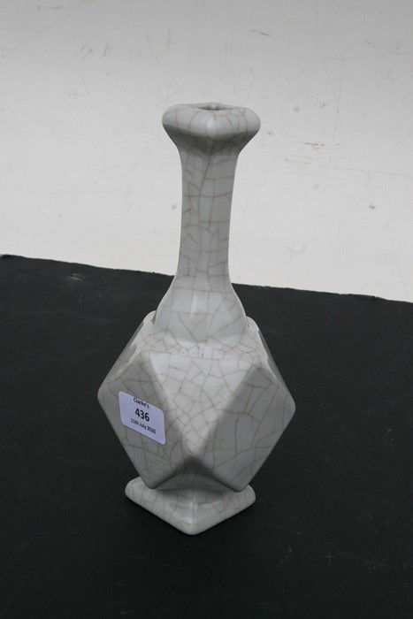A Chinese crackle glaze vase on a pierced hardwood stand, 23cms (9ins) high.Condition Report Stand - Image 2 of 5