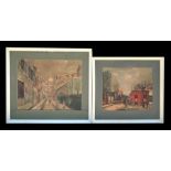 Two French Street Scene prints, the largest 73 by 59cm (28.75 by 23.25ins).