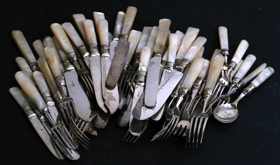 A quantity of mother of pearl handled cutlery