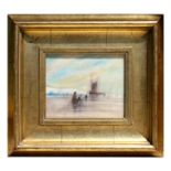 Early 20th century school - Fishing Boat with Figures - pastel, framed & glazed, 24 by 19cms (9.5 by
