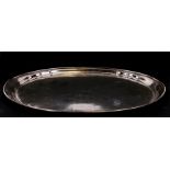 An oval silver plated advertising tray engraved Fuller's for Fuller's Brewery, 48cm(19ins) wide