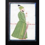 Indian school. Mogul portrait of Raja Raj Singh of Guler, watercolour, unframed, 11 by 15cms (4.25