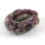 A Chinese carved hardstone (amethyst) brush washer, 10cms (4ins) wide.