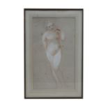 Attributed to William Etty (1787-1849) - Study of a Female Nude - pencil sketch with watercolour, 33