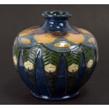 An early 20th century Belgium Art pottery vase, 23cms (9ins) high; together with a mottled green