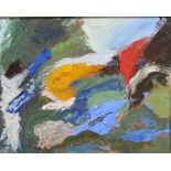 In the manner of Ivon Hitchens - Abstract Study - oil on board, framed, 29 by 24cms (11.5 by 9.