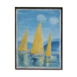 20th century school - Sailing Boats with Yellow Sails - indistinctly signed lower right, oil on