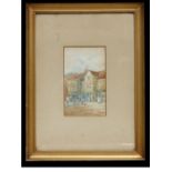 W Mackay (early 20th century school) - Figures on a Street - signed lower right, watercolour, framed