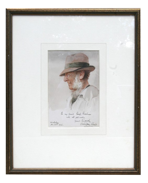 Arthur Rigden Read (1879-1955) - Portrait of a Whiskered Gentleman Wearing a Hat - inscribed, signed