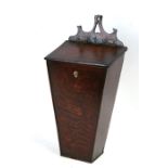 An 18th century oak candle box of tapering form, 45cms (17.25ins) high.