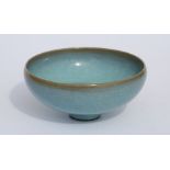 A Chinese Jun ware pale blue purple-splashed bowl footed bowl. 11.5cm (4.5 ins)Condition