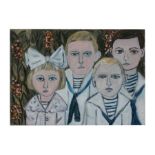 Vivian Strauss - The Birdsall Children - oil on board, signed to verso, 43 by 30cms (17 by 11.