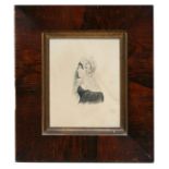 Early 19th century school - Portrait of Mrs Elliot - watercolour, glazed and in a rosewood frame, 14