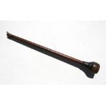 A 19th century turned mahogany wool weight with impressed lead Customs mark, dated 1822, 76cms (