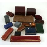 A collection of antique and later jewellery display boxes including S J Phillips, Longmire and