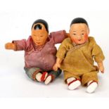 Two vintage Chinese dolls, 13cms (5ins) high (2).