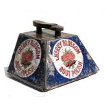 A Cherry Blossom Boot Polish shoe shiners box with three enamel panels.