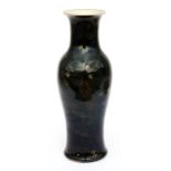 A Chinese baluster vase with gilt decoration on a black ground with six character Kangxi mark to the