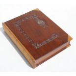 A mahogany and beech book-form box, 32cms (12.5ins) wide.