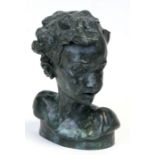 A bronzed limited edition bust, titled Belissa, signed R Moll, numbered 173/750, height