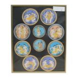 Indian school. A set of ten erotic study roundels, ink and watercolour, framed as one, the largest