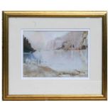 Michael Chaplin RWS - Beach Combing Italian Lakes - signed lower right, watercolour, Bankside