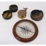 A Burk's Fabrikat Amerikaner brass cased night watchman's clock in original leather case, 9cms (3.
