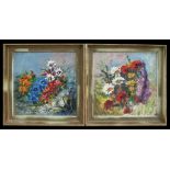 Early 20th century school - Still Life of Wild Flowers - a pair, oil on boards, framed, each 17 by