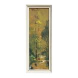 20th century Asian school - River Scene - indistinctly signed lower right, oil on board, framed,