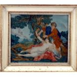 An early 19th century Chinese reverse painted painting depicting a European couple in classical