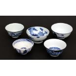 A group of Chinese blue & white bowls, the largest 12cms (4.75ins) diameter.Condition Reportgroup of