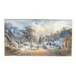 Victorian school - Figures on a Country Lane - watercolour, framed & glazed, 32 by 17cms (12.5 by