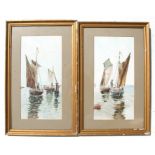 Early 20th century school, a pair of watercolours, fishermen in their boats. framed & glazed.21 by