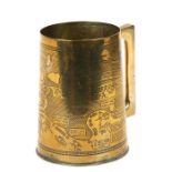 A WWII trench art tankard manufactured from brass salvaged from the battlefields of North Africa,