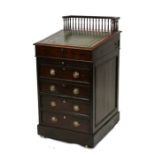 A 19th century mahogany Davenport, the galleried top with inset green leather writing surface