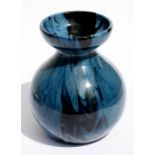 An Elton blue marble glazed pottery vase, 17cms (6.5ins) high.