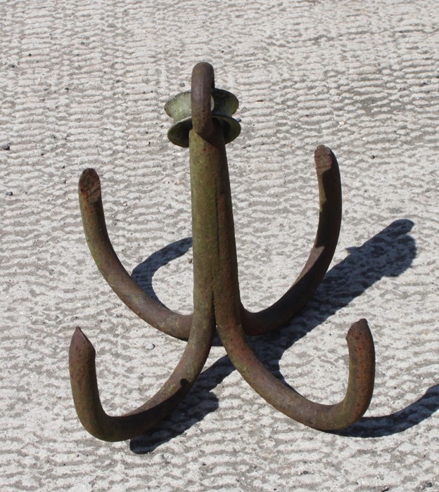 A four pronged Grapnel (Reef) Anchor. 33cms (13ins) high