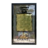 A mirror advertising Chanel Perfume (modern), overall 53 by 85cms (21 by 33.5ins).
