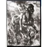 Lin Jammet (1958-2017) - Naked Figure on Horseback - limited edition print 20/50, 56 by 76cms (22 by