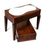 A Victorian mahogany bidet with ceramic liner,on square tapering legs, 60cms (23.75ins) wide.