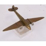 A brass model of the WW2 American medium bomber the Martin B-26 Marauder mounted on a marble base.