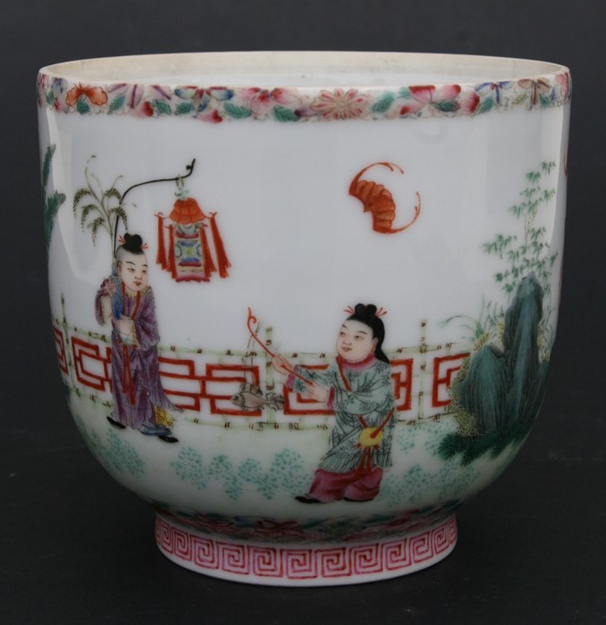 A Chinese Republic period jar and cover decorated with a procession of boys, red seal mark to the - Image 2 of 5