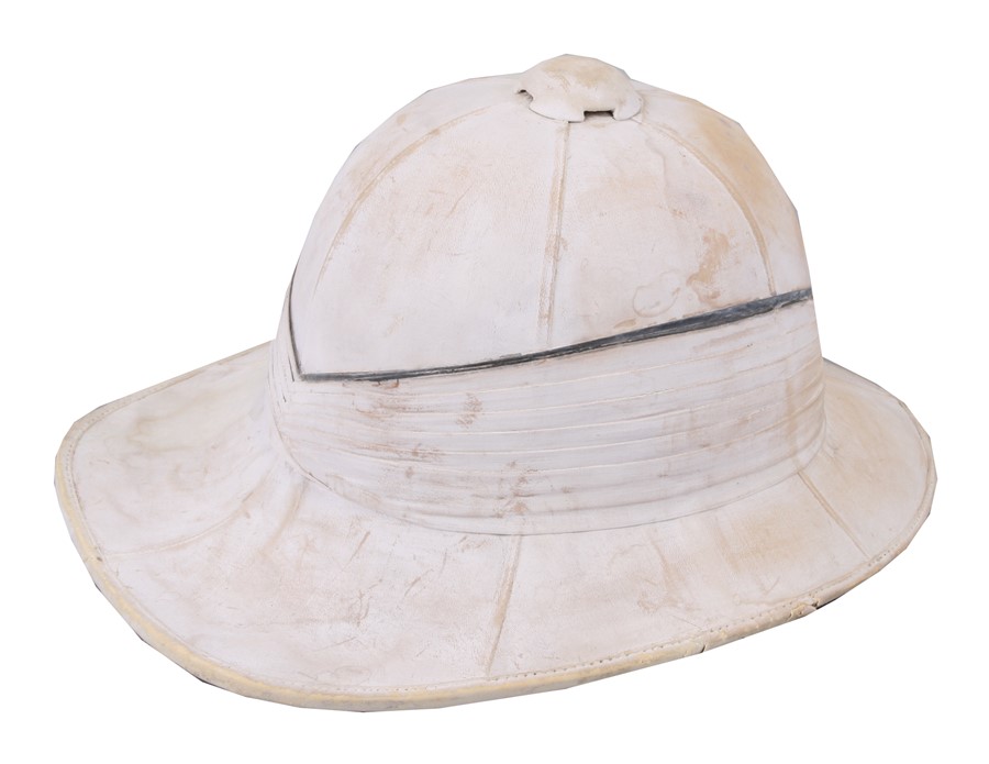 An early 20th century Foreign Service British Army blancoed tropical pith helmet with 6 fold