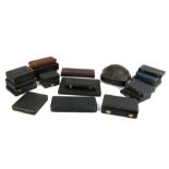 A collection of leather and other cutlery cases.