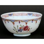 A 19th century Bristol opalescent glass bowl with foliate enamel decoration, 18cms (7ins) diameter.