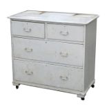 A late 19th century painted pine chest with two short and three long graduated drawers, 90cms (35.